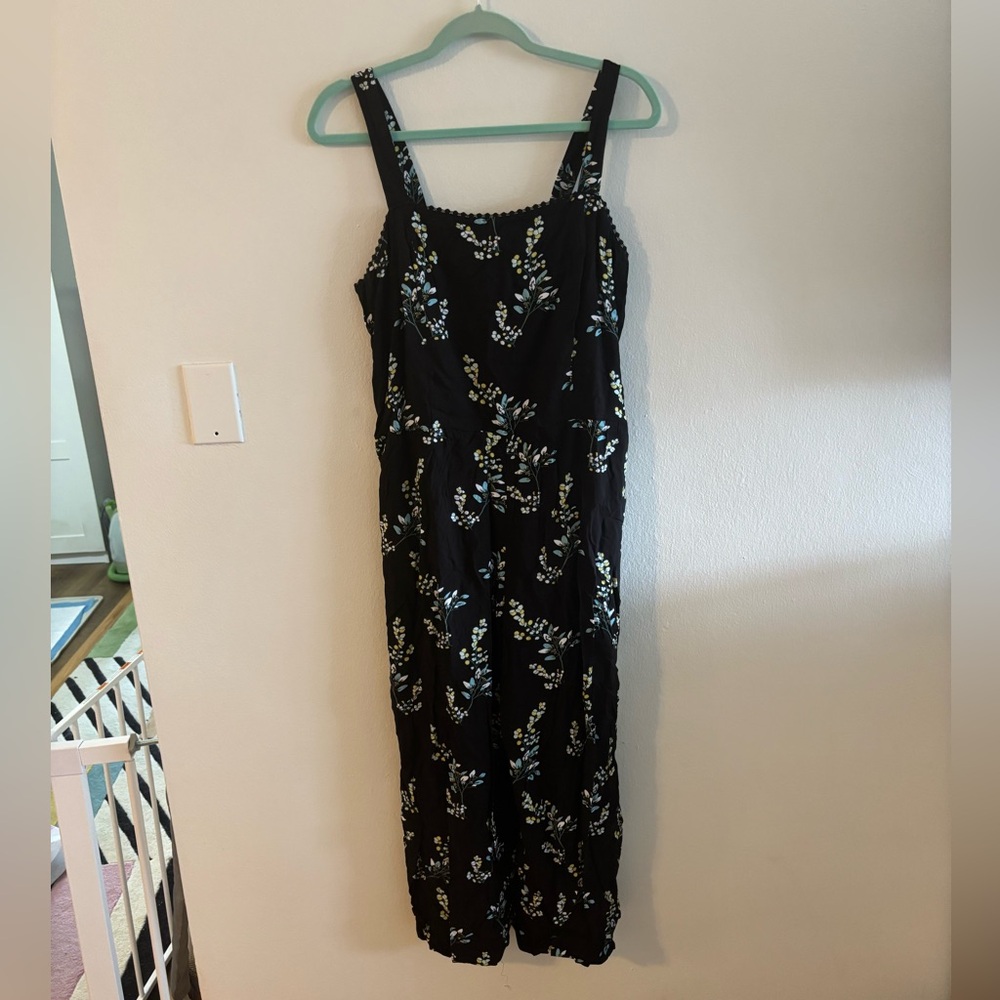 Loft Floral Black Wide-leg Jumpsuit